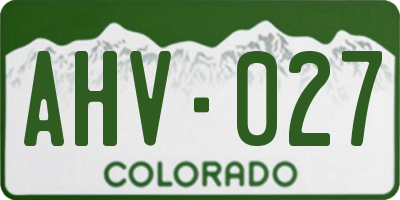 CO license plate AHV027
