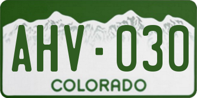 CO license plate AHV030