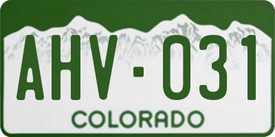 CO license plate AHV031