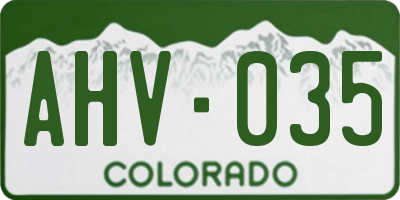 CO license plate AHV035