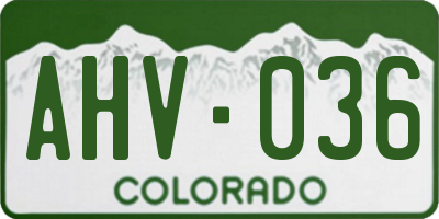 CO license plate AHV036