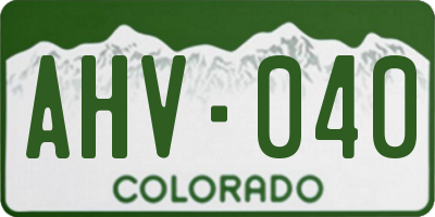 CO license plate AHV040