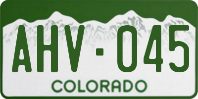 CO license plate AHV045