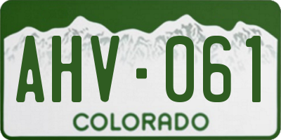 CO license plate AHV061