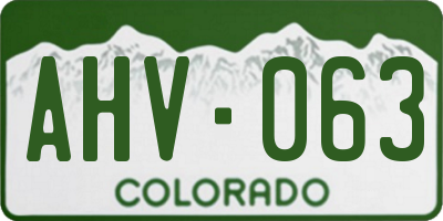 CO license plate AHV063