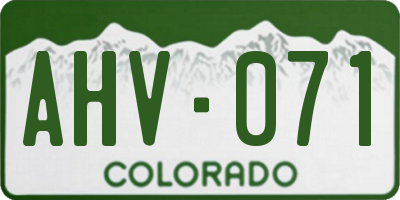 CO license plate AHV071