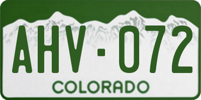 CO license plate AHV072