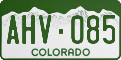 CO license plate AHV085