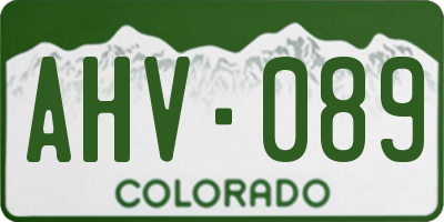 CO license plate AHV089