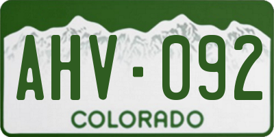 CO license plate AHV092
