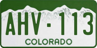 CO license plate AHV113