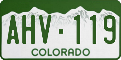 CO license plate AHV119