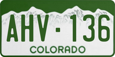 CO license plate AHV136