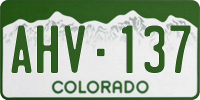 CO license plate AHV137