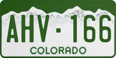 CO license plate AHV166