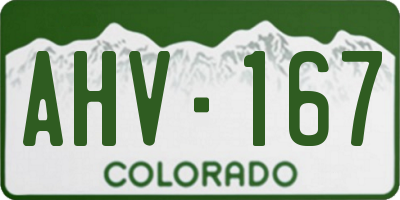 CO license plate AHV167