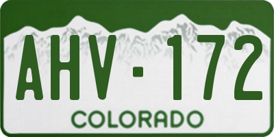 CO license plate AHV172