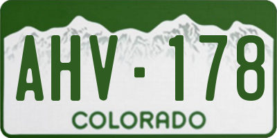 CO license plate AHV178
