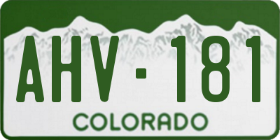 CO license plate AHV181