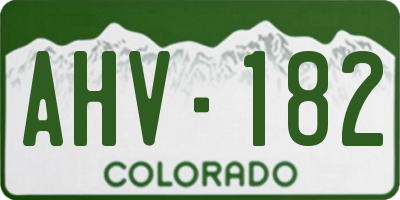 CO license plate AHV182