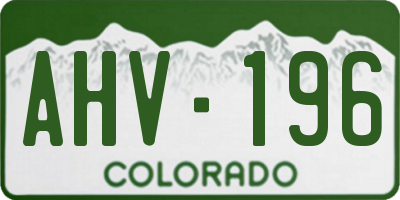 CO license plate AHV196