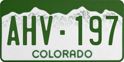 CO license plate AHV197