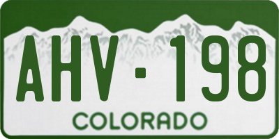 CO license plate AHV198