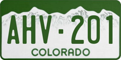 CO license plate AHV201