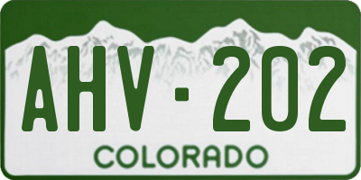 CO license plate AHV202