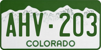 CO license plate AHV203