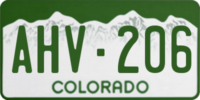 CO license plate AHV206