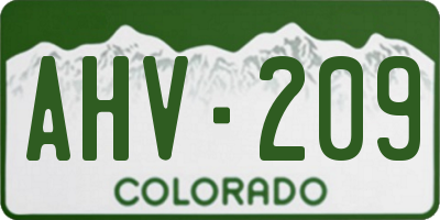CO license plate AHV209