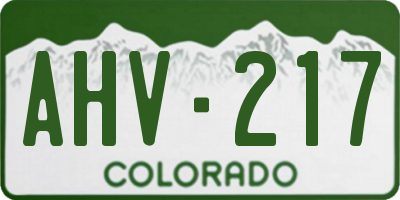 CO license plate AHV217