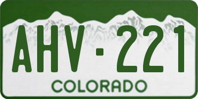 CO license plate AHV221
