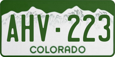 CO license plate AHV223