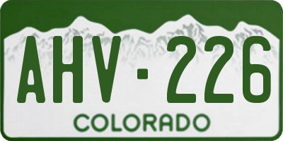 CO license plate AHV226