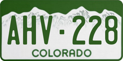 CO license plate AHV228