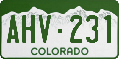 CO license plate AHV231