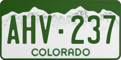 CO license plate AHV237