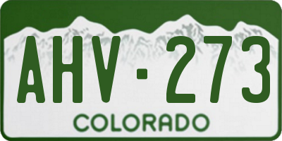 CO license plate AHV273