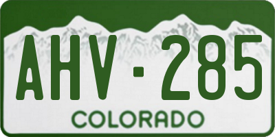 CO license plate AHV285