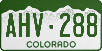 CO license plate AHV288