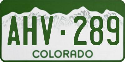 CO license plate AHV289