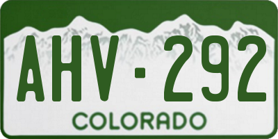 CO license plate AHV292