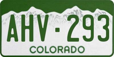 CO license plate AHV293