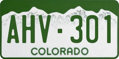CO license plate AHV301