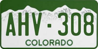 CO license plate AHV308