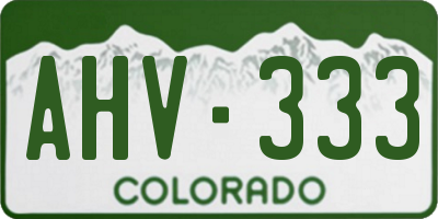 CO license plate AHV333