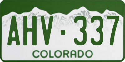 CO license plate AHV337