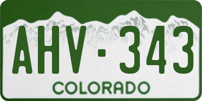 CO license plate AHV343